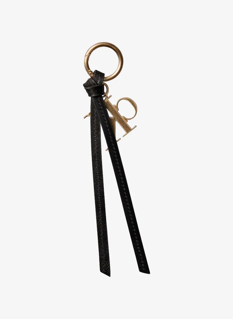 CALVIN KLEIN Leather Signature Logo Tassel Bag Charm